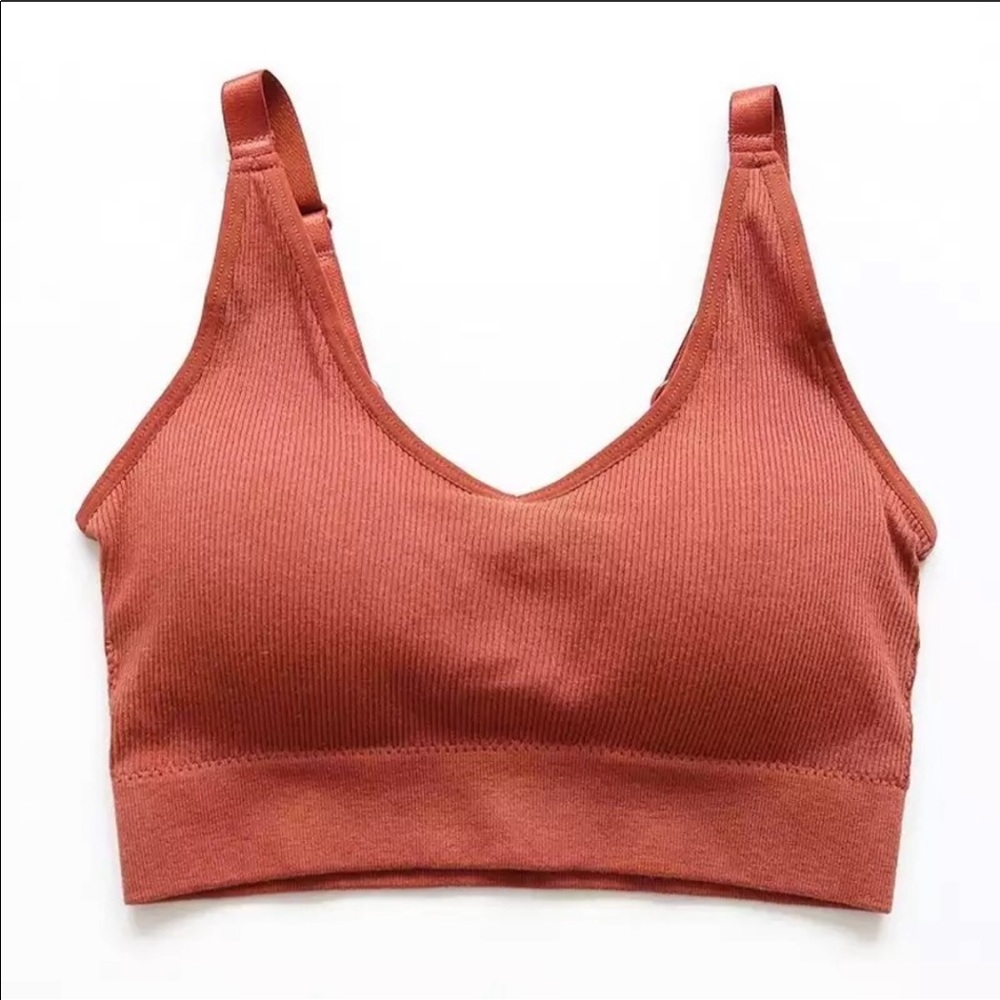 Padded Seamless Caramel Athletic Sports Bra Top